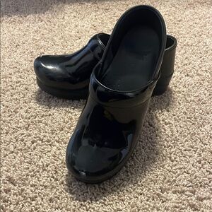 Dansko Black Patent Leather Clogs, size 38